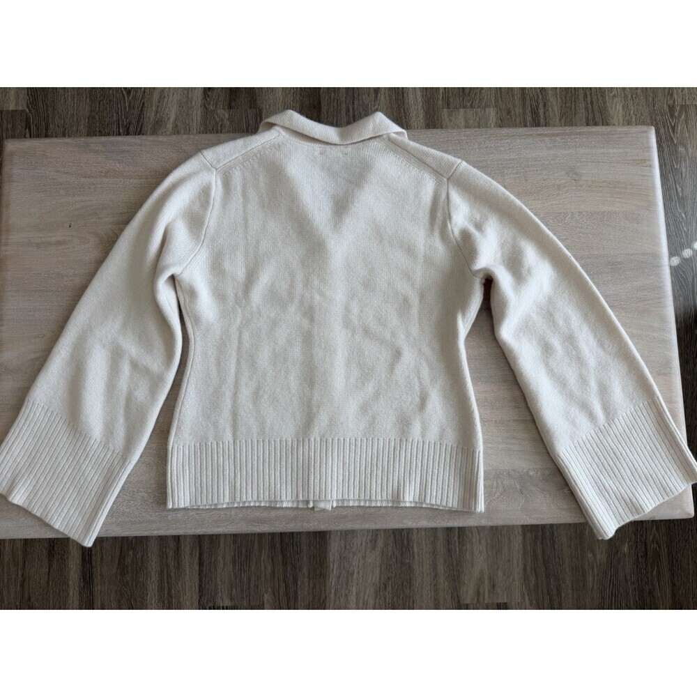 J Crew NWT Milano Stitch Cinched Waist Cardigan in Ivory Size Large 100% Wool - Picture 8 of 8